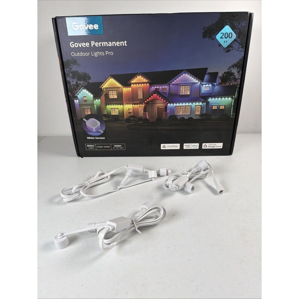 ONE Govee Permanent Outdoor Lights Pro WHITE 4 Ft Extension (H706C Series) New